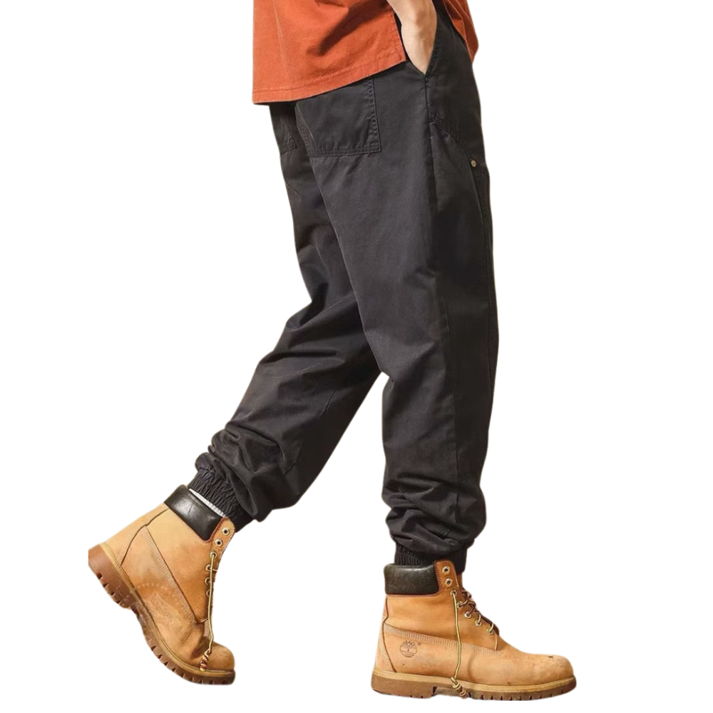 American Casual Retro Solid Color Ankle Cargo Pants