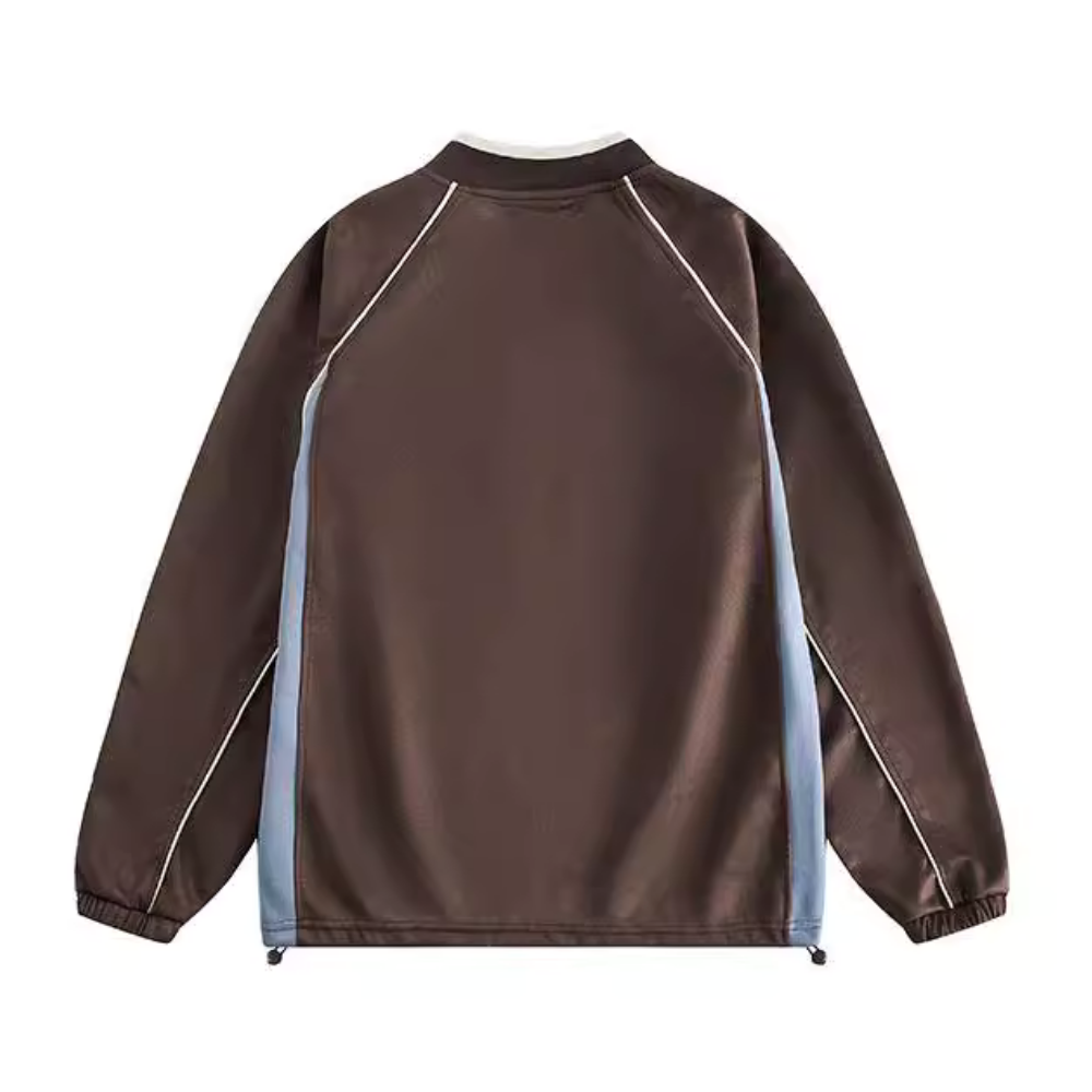 Japanese Suede Color Block Patch Sweatshirt