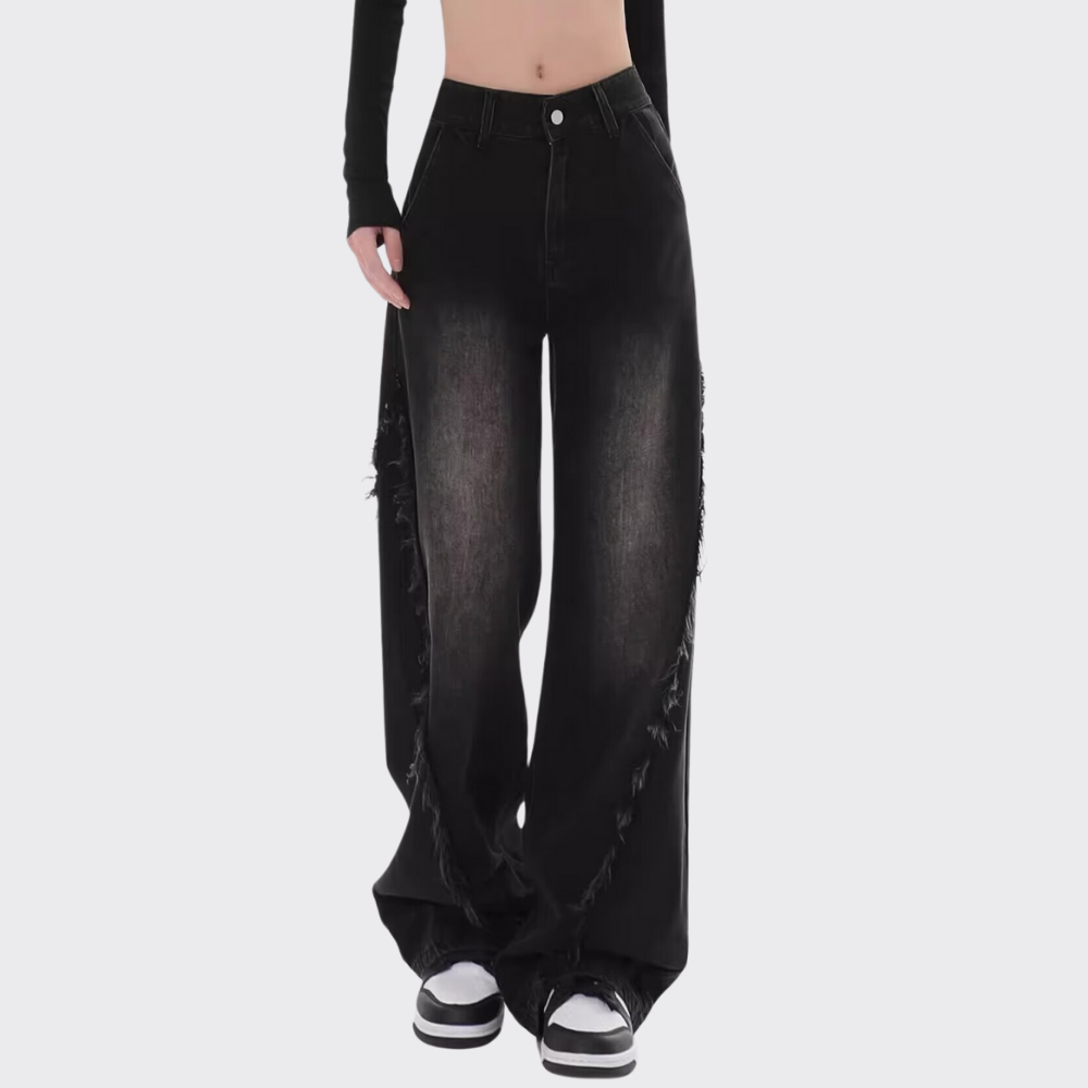 Women's Side Raw Hem Jeans