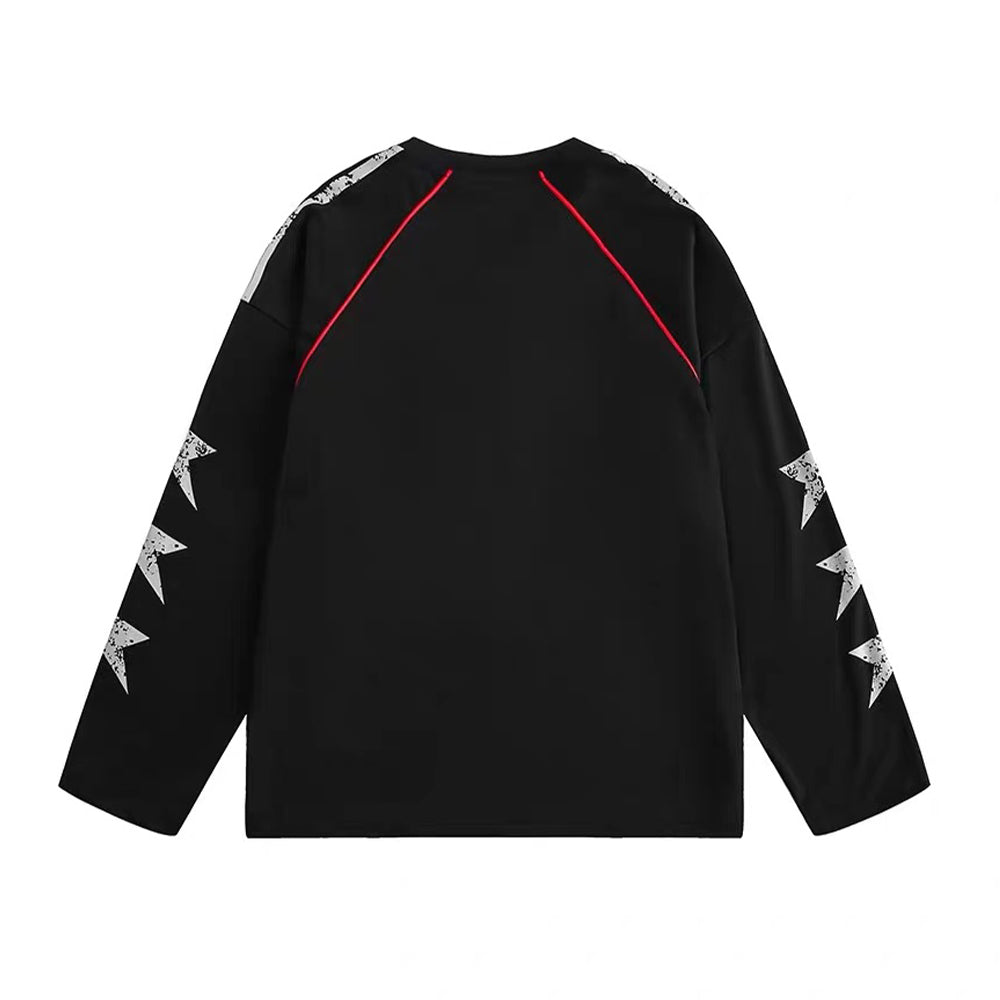 Retro Star Stitching Long Sleeves Sweatshirt