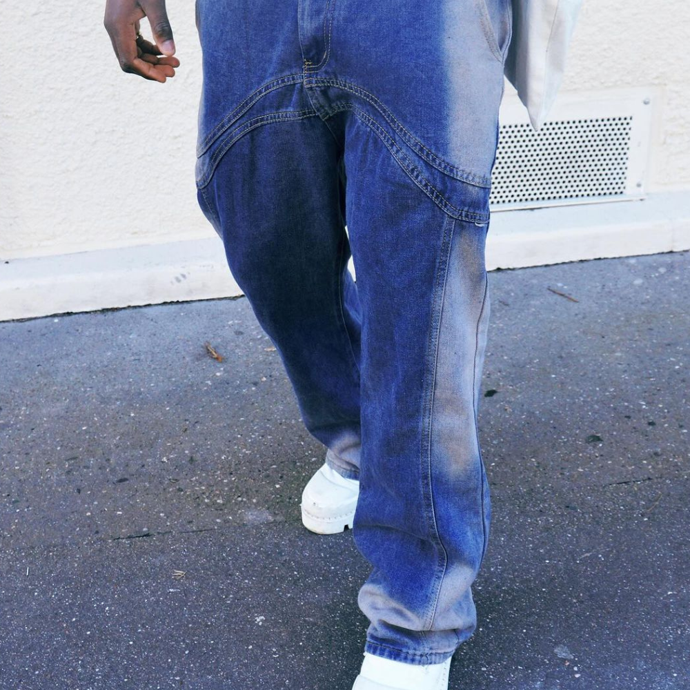 Casual Solid Color Panel Jeans