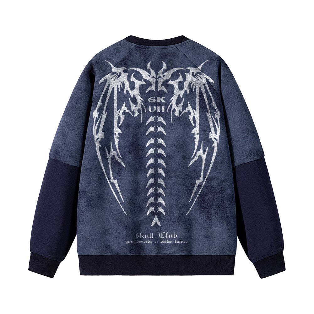 6Kull Bone Wing Splicing Sweatshirt