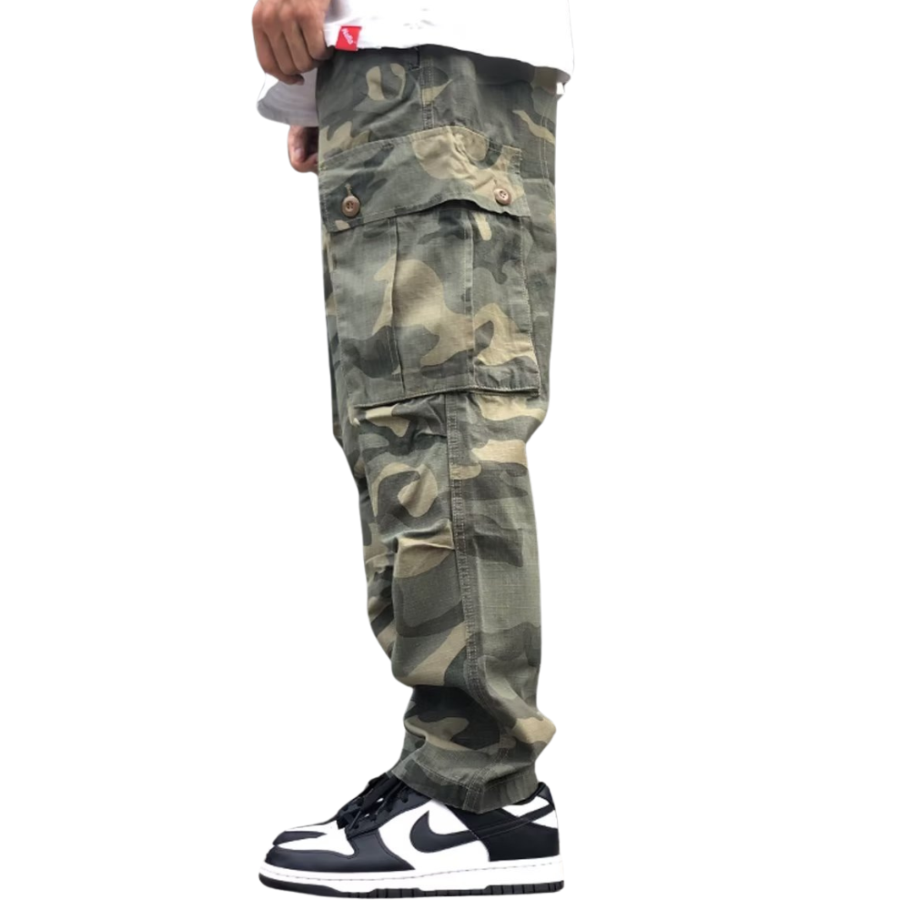 Casual Straight-Leg Loose Camouflage Cargo Pants