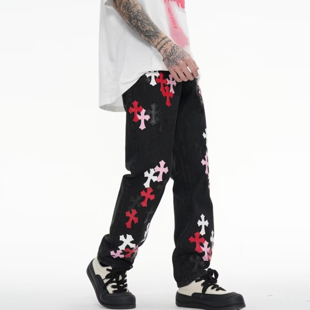 American High Street Leather Cross Wash Jeans