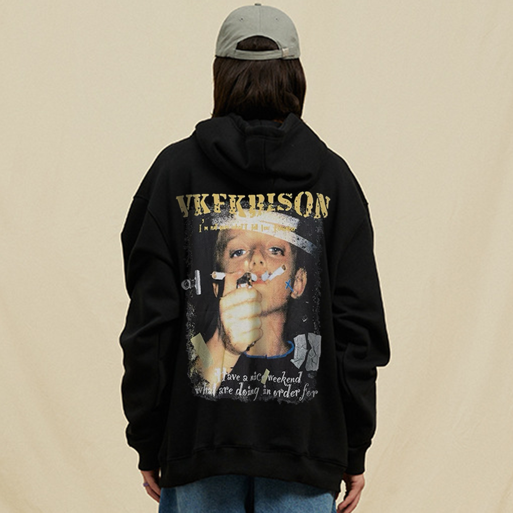 Street Smoking Boys Print  Hoodie