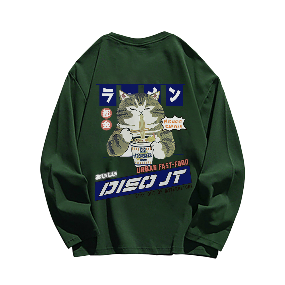 Japanese Greedy Cat Long Sleeve Shirt