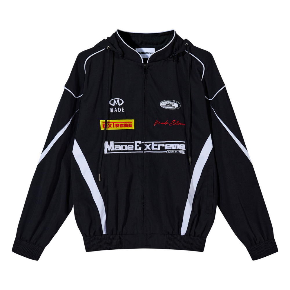 Motorcycle Style Hooded Embroidery Jacket