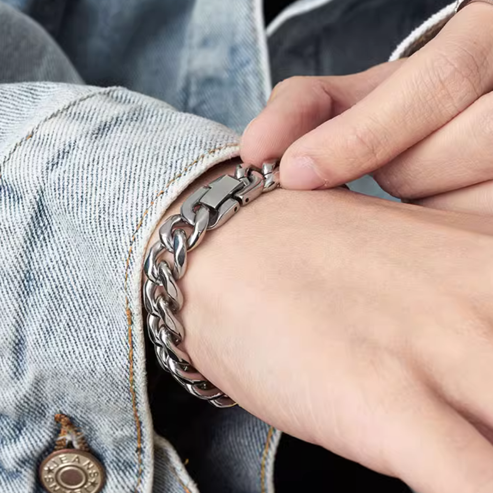 Classic Cuban Clasp Titanium Bracelet
