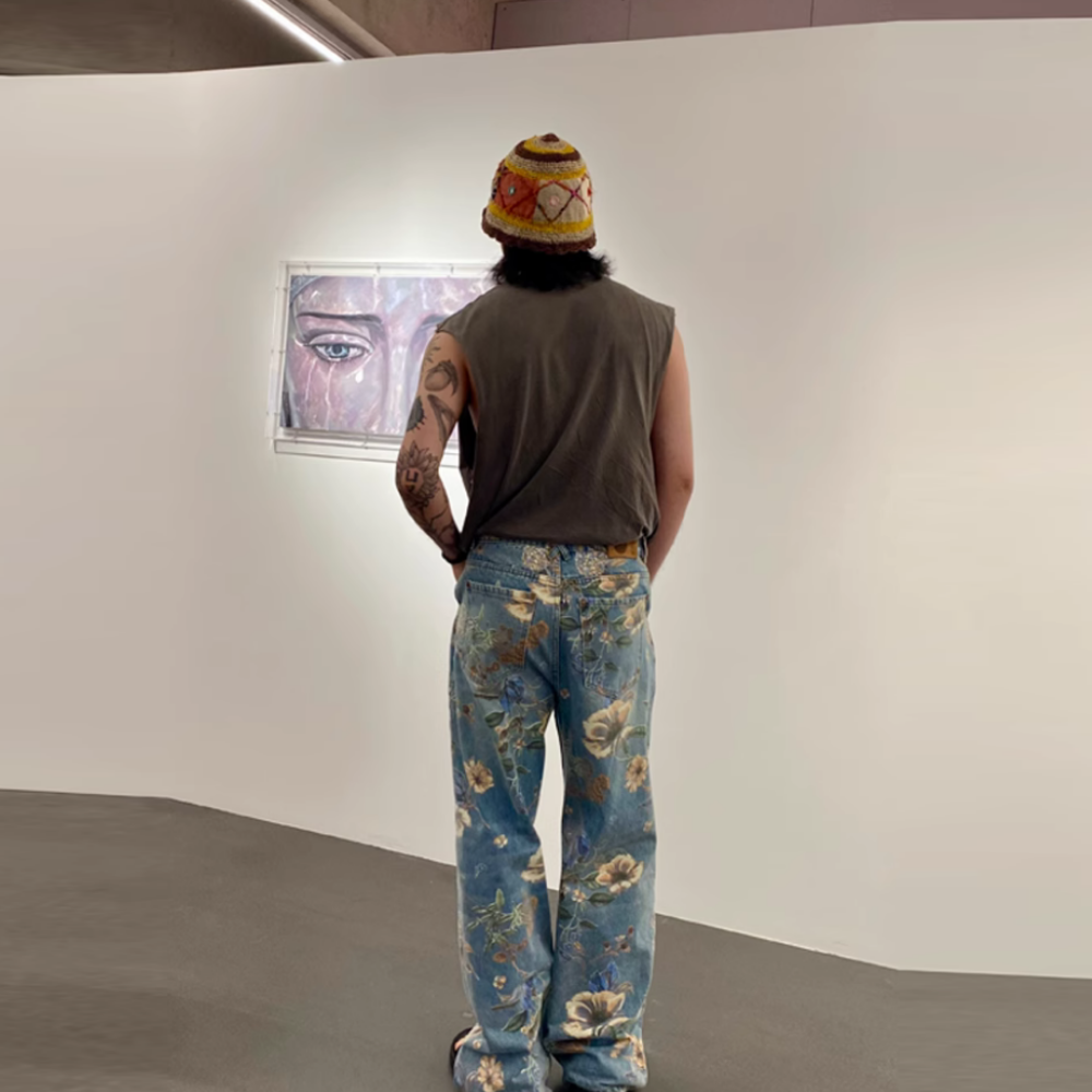 High Street Floral Print Wide Leg Jeans