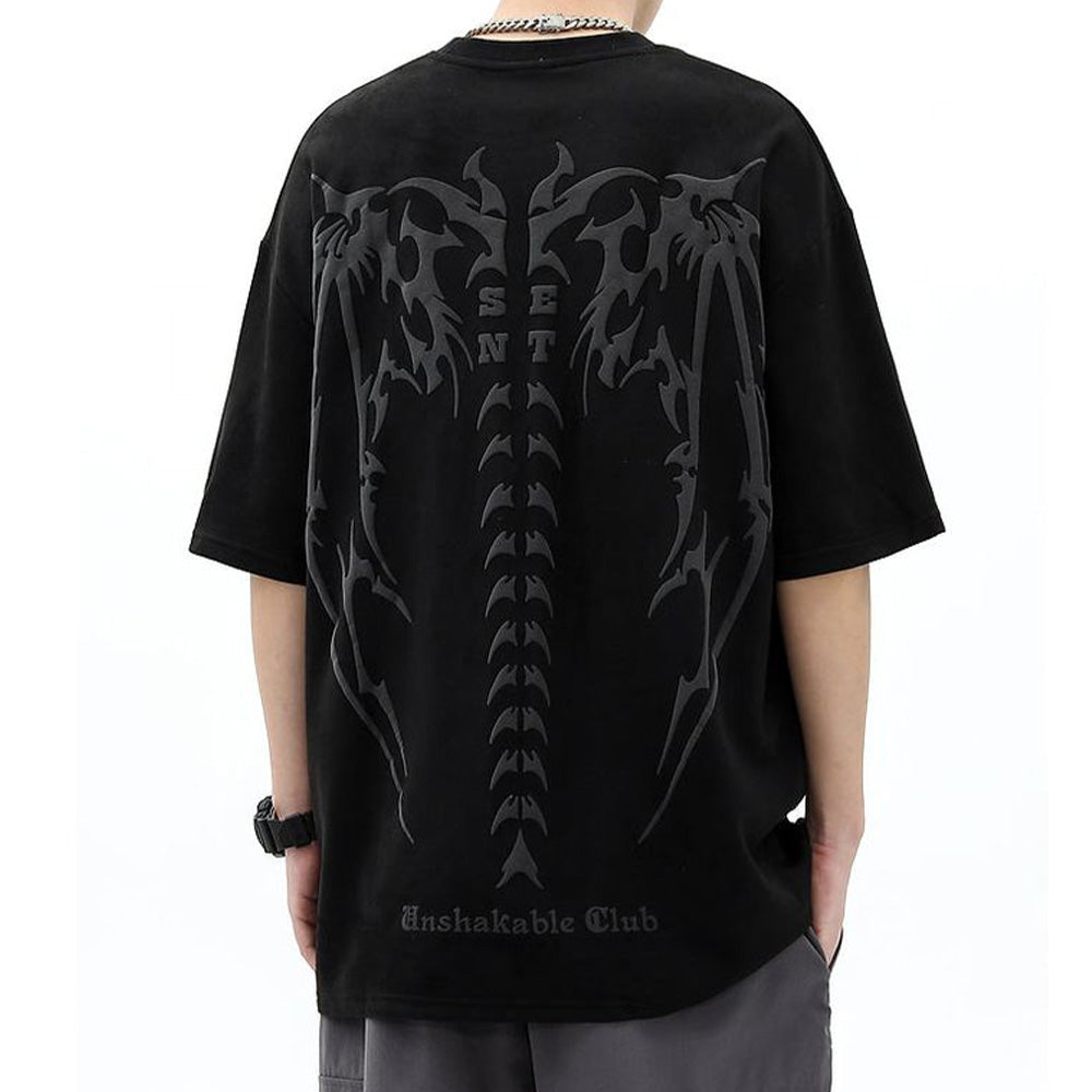 Vintage Skull Wing Suede T-Shirt