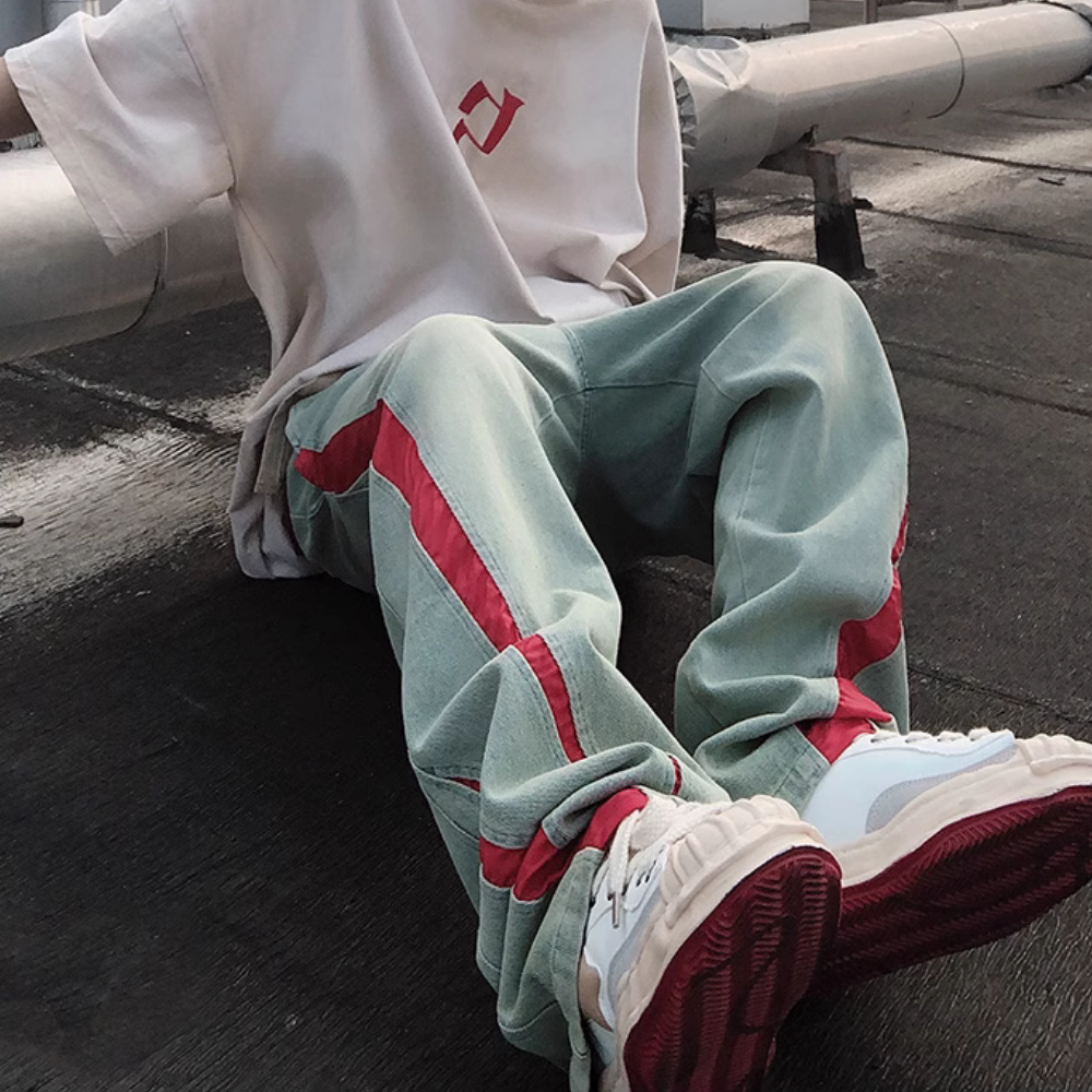 Trendy Loose Contrast Jeans