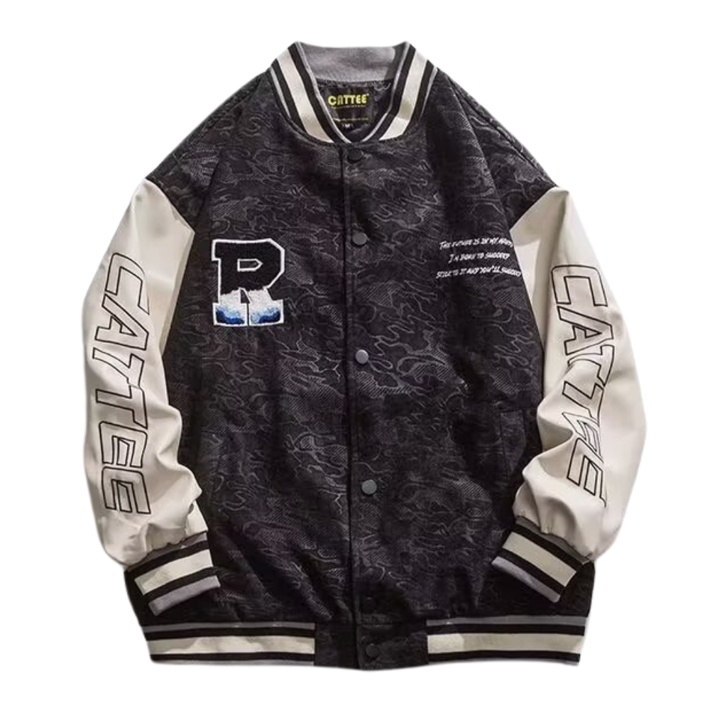 Raglan Patchwork Embroidered Leather Jacket