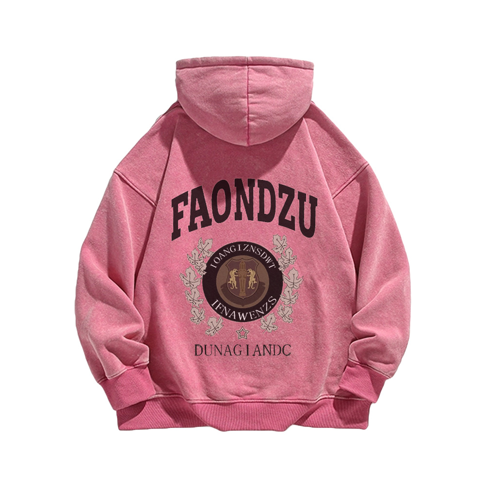 High Street Maple Leaf Letters Washed Hoodie