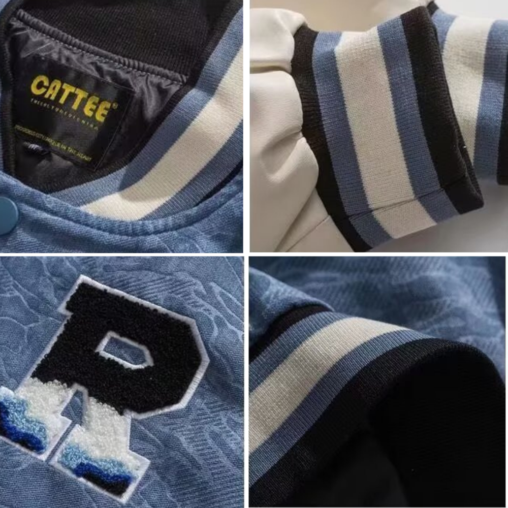 Raglan Patchwork Embroidered Leather Jacket