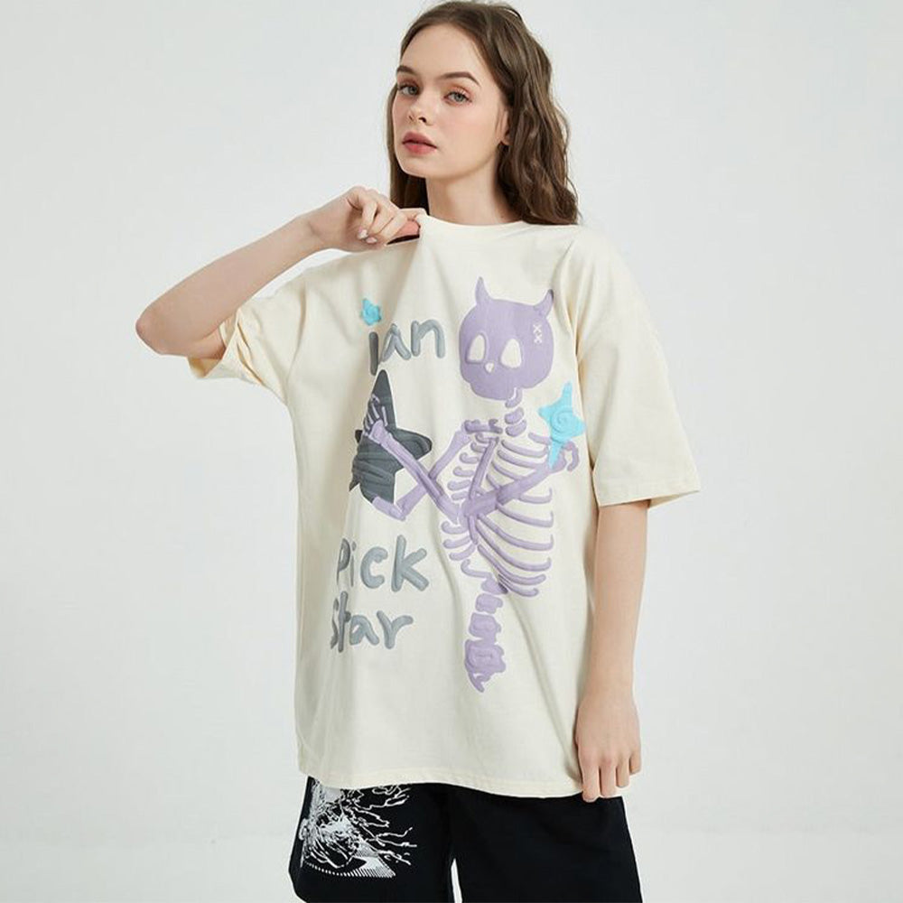 Dark Skull Star Print T-Shirt
