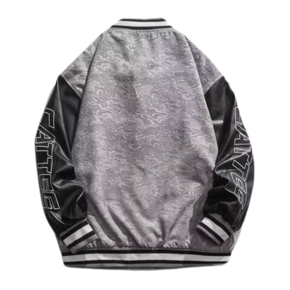 Raglan Patchwork Embroidered Leather Jacket