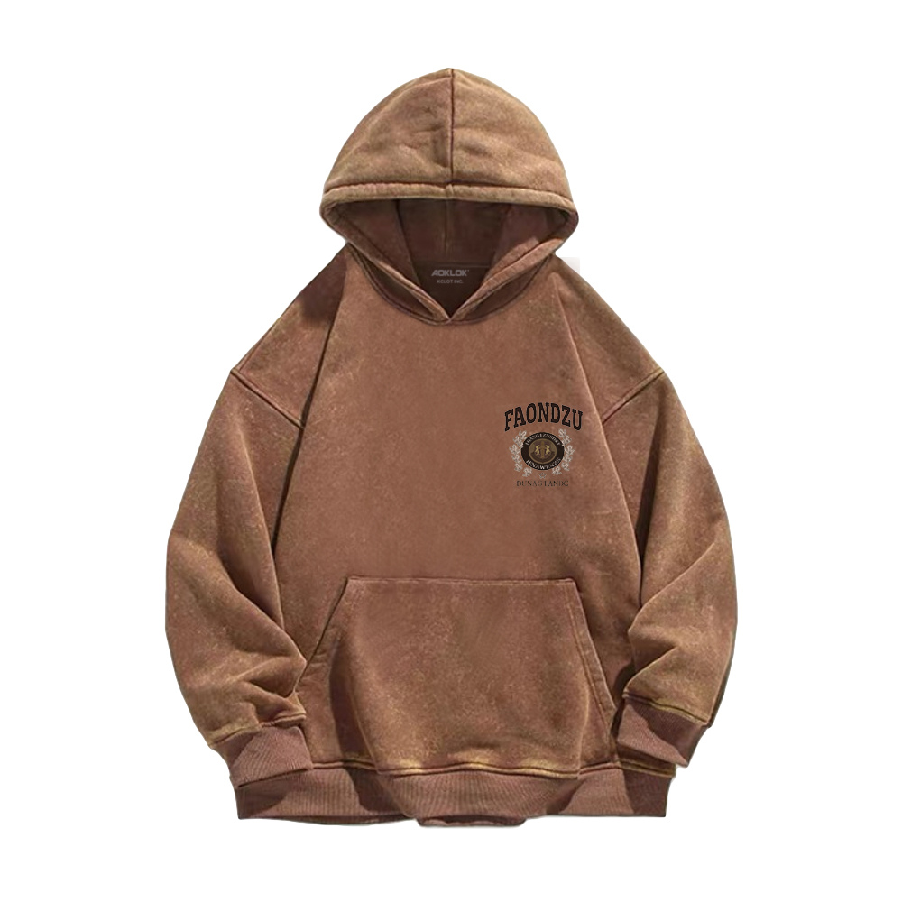 High Street Maple Leaf Letters Washed Hoodie