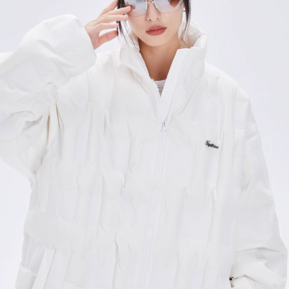 Women's White Zipper Down Jacket