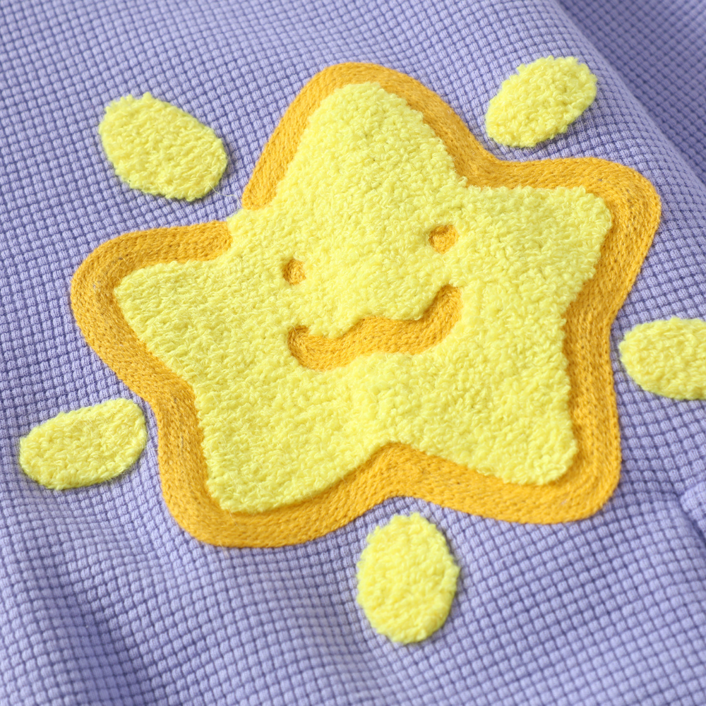 Cute Star Waffle Fabric Zipper Hoodies