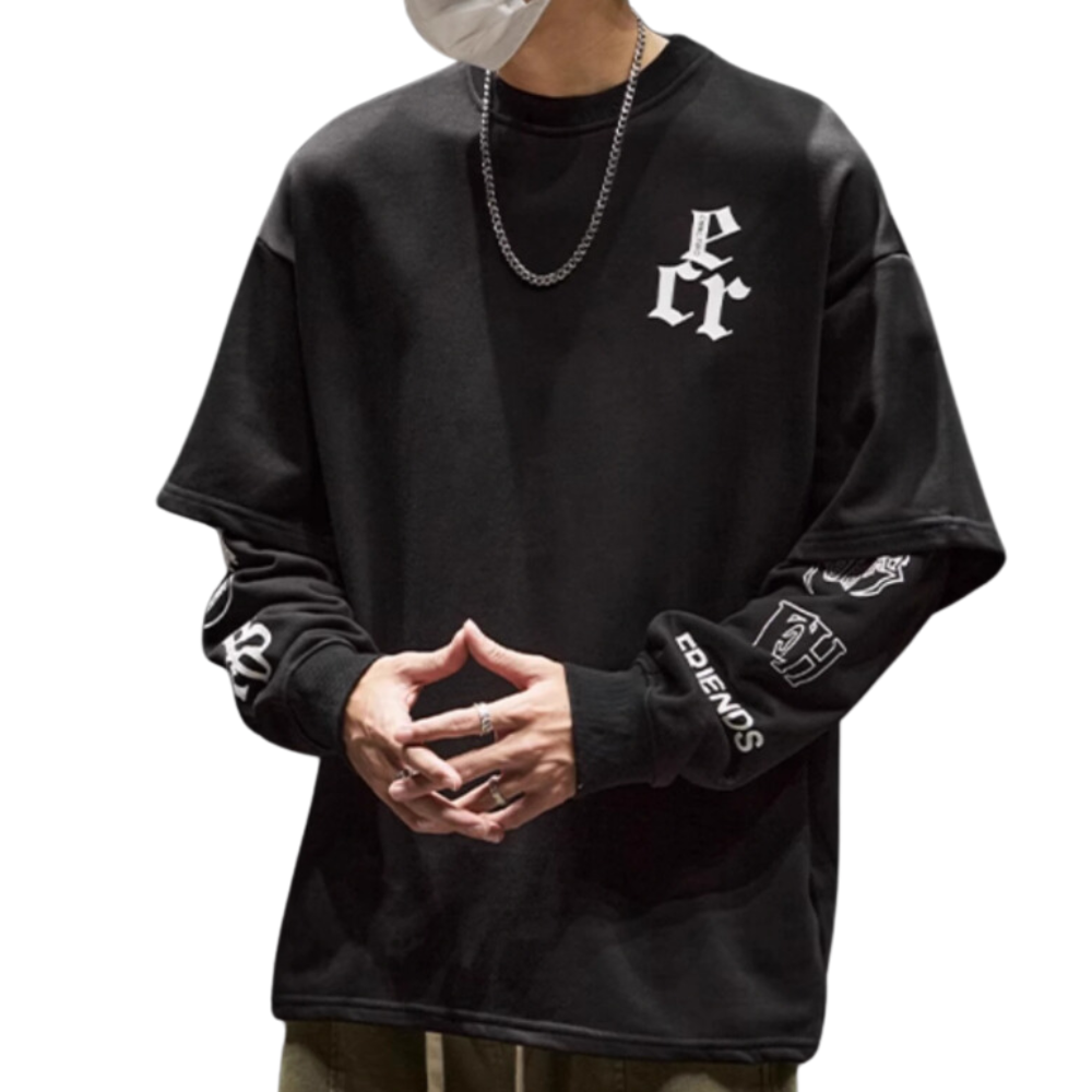 Japanese Retro Letter Print Sweatshirt