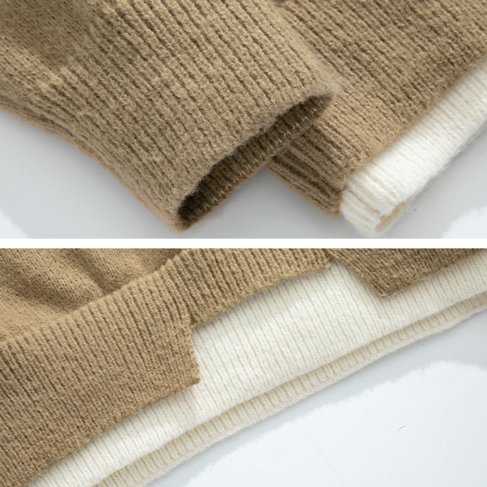Japanese Contrast Color Fake Two Pieces Sweater