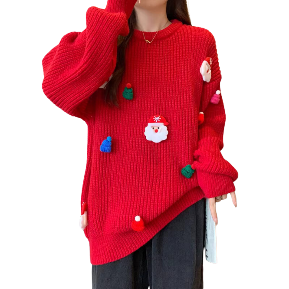 Women's Solid Color Santa Sweater