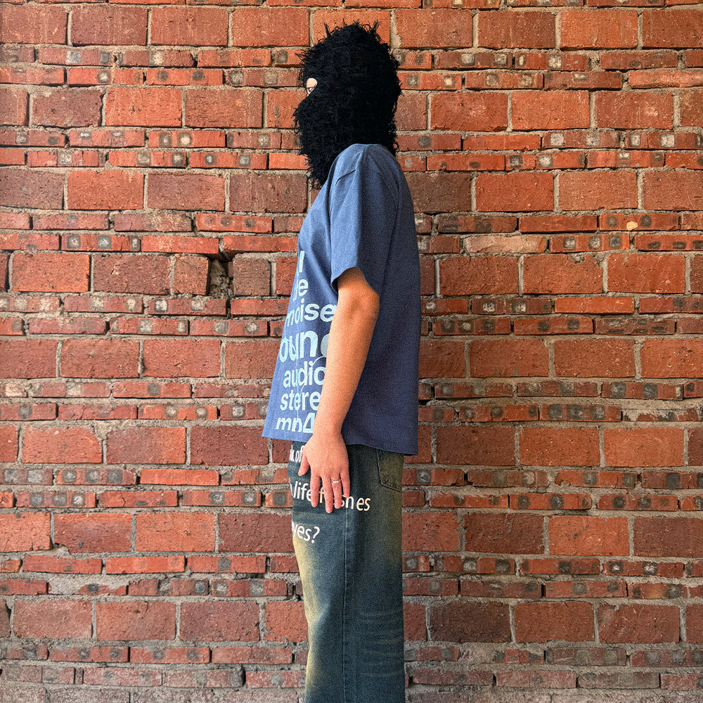 Unseen Echoes Melancholy Trend Letters Earphone Retro T-shirt