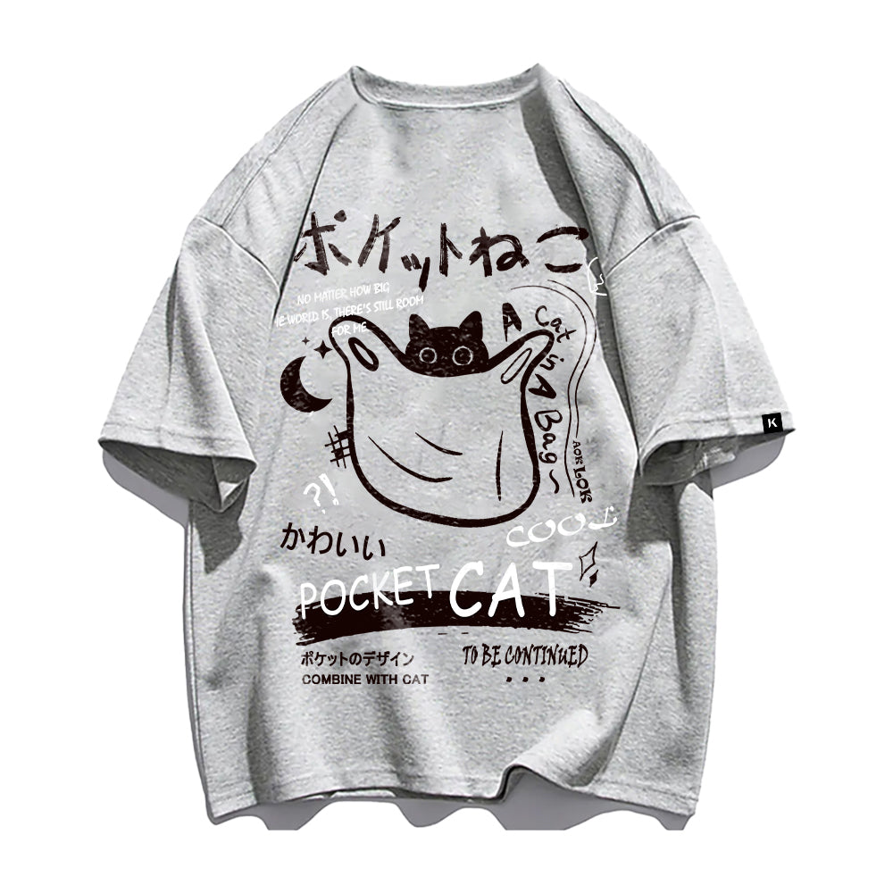 Retro Animation Cat Graphic T-Shirt