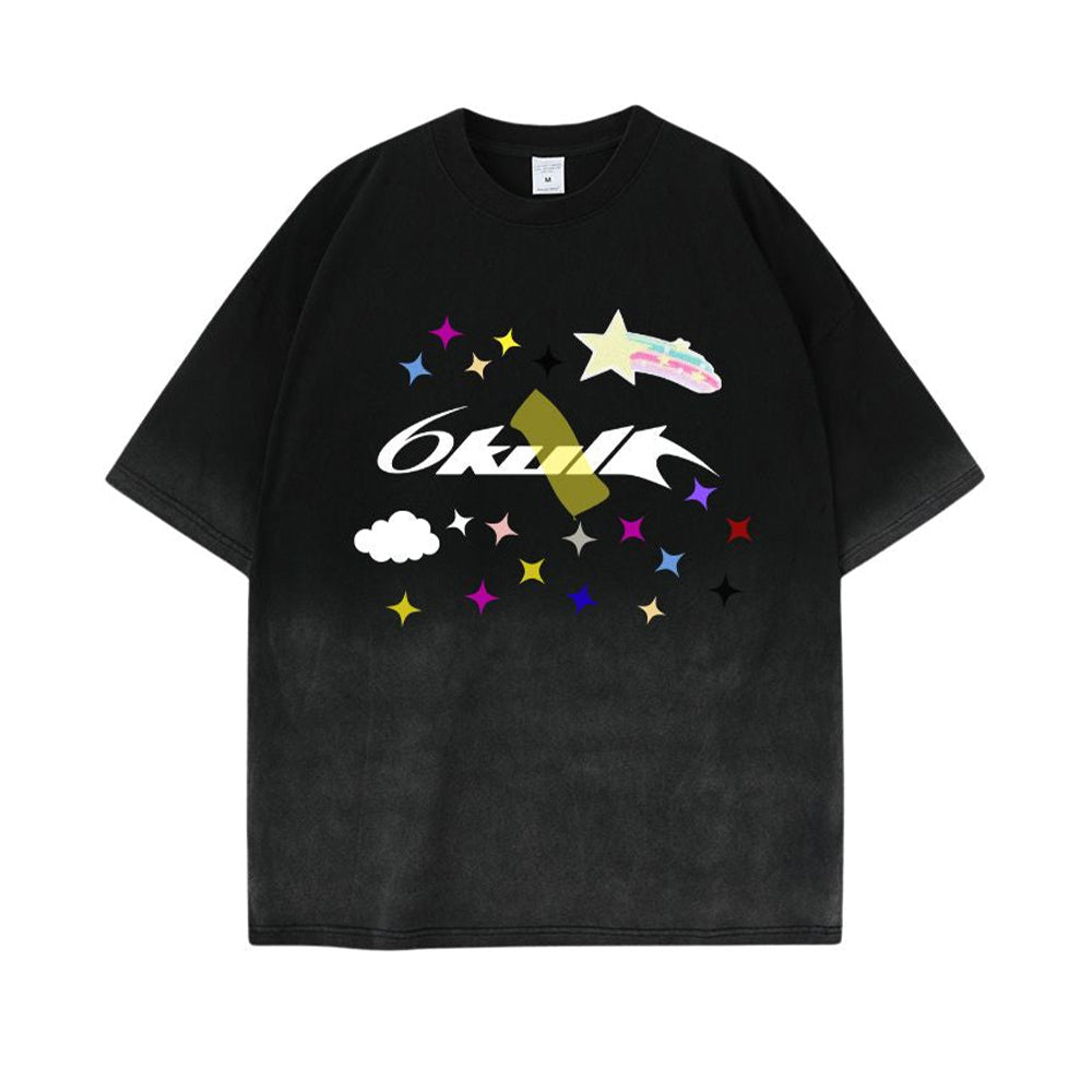 6Kull Star Plan Rainbow Washed T-Shirt