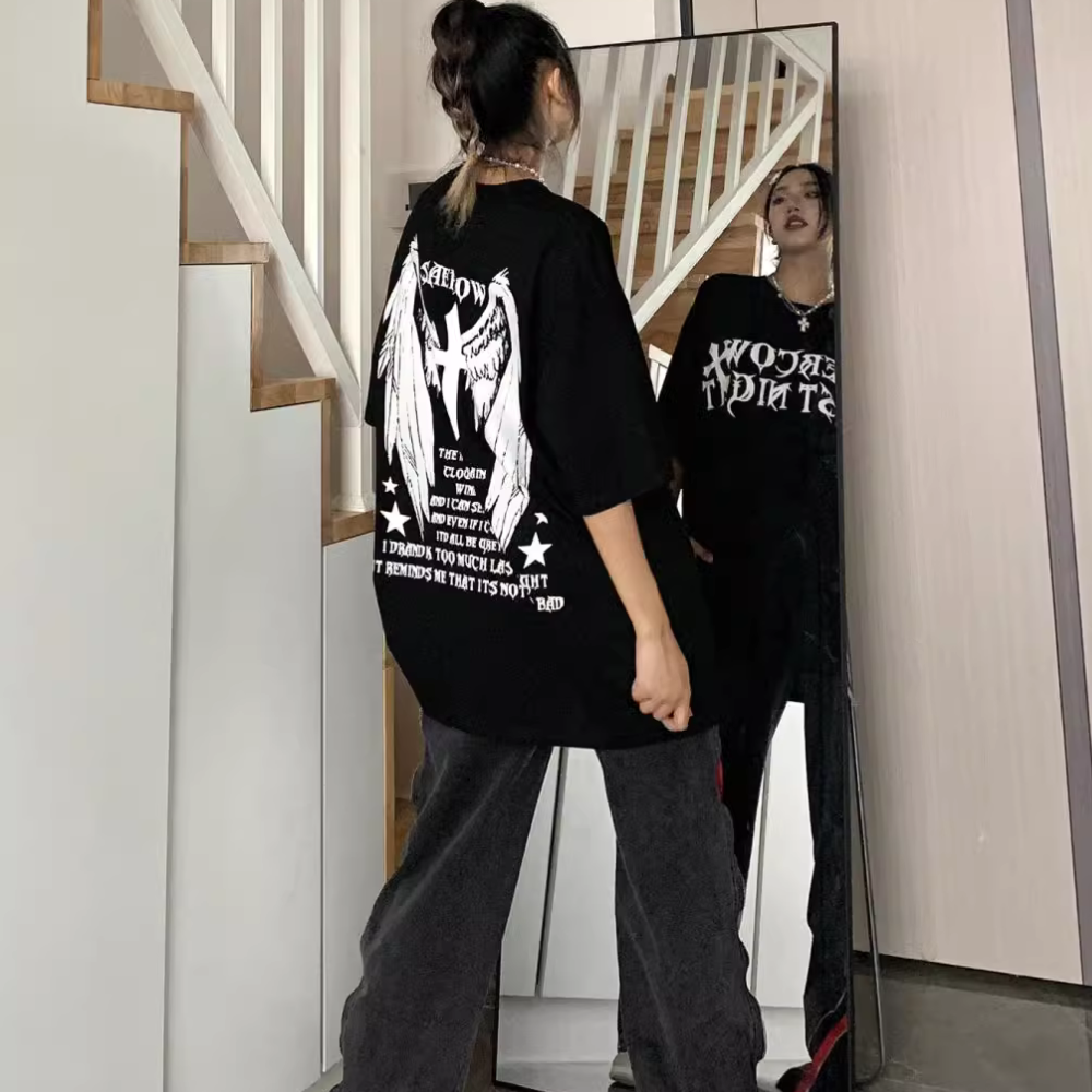 Hip Hop Cross Angel Wings T-shirt