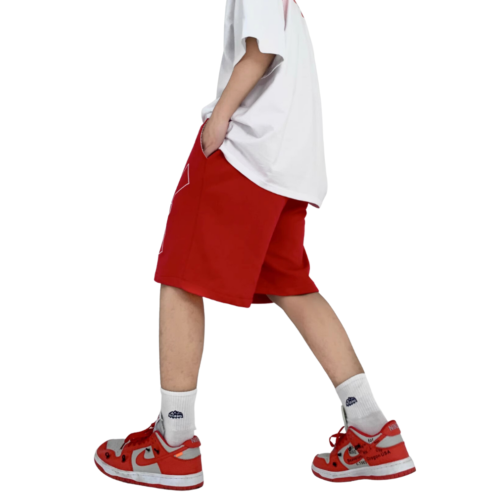 Sports Solid Gun Embroidery Shorts