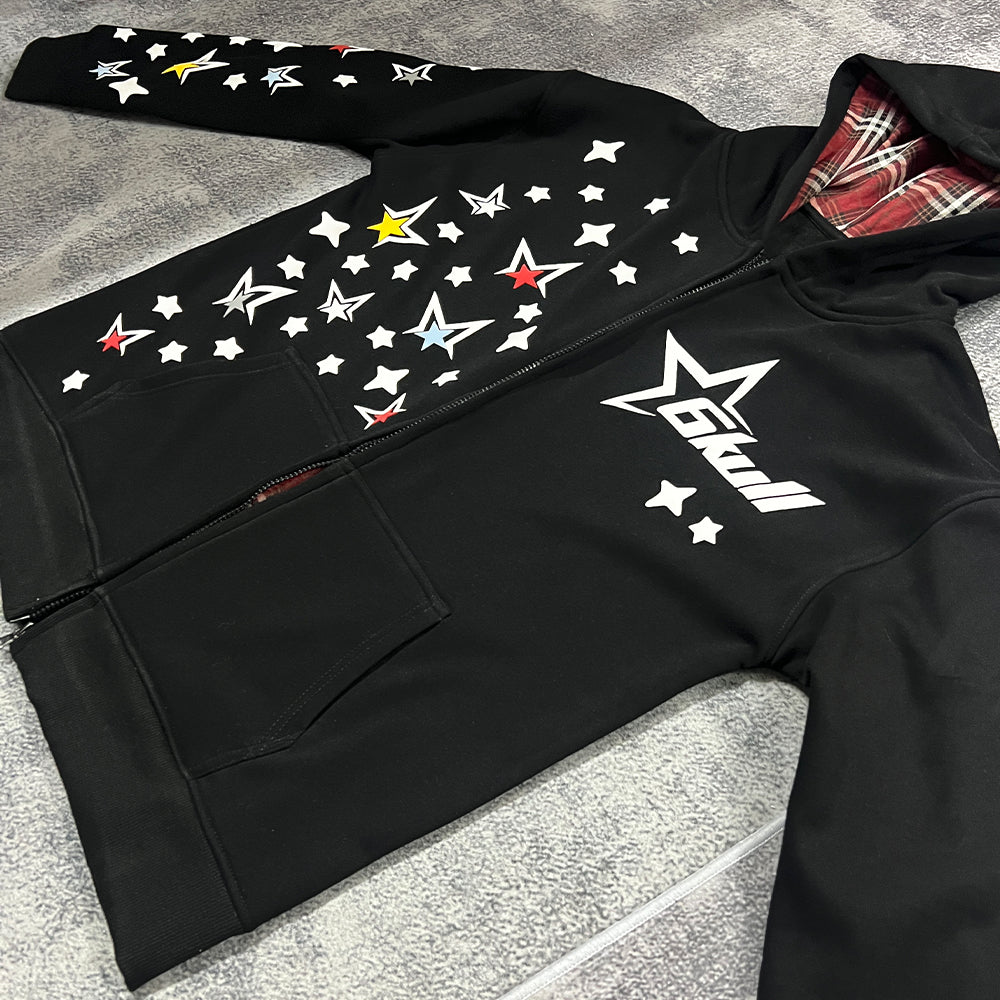 6Kull Puff Print Luxury Milky Way Zip Up Jacket