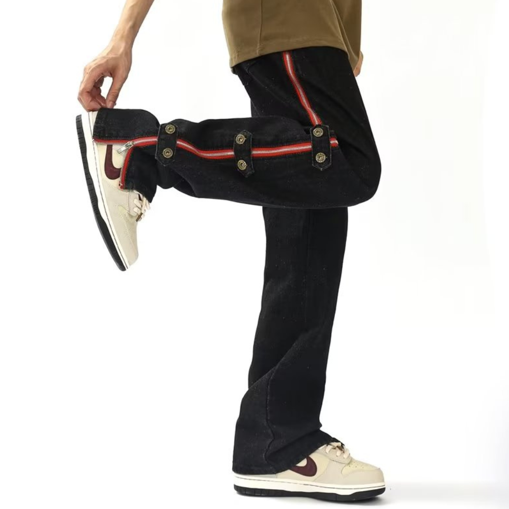 American High Street Side Zip Breasted Versatile Jeans