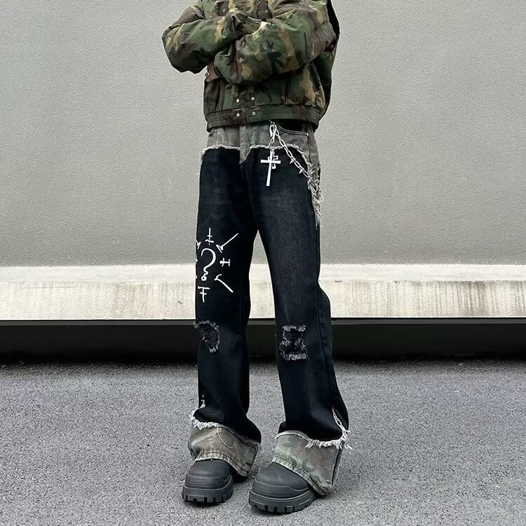 Street Street Symbol Ripped Jeans