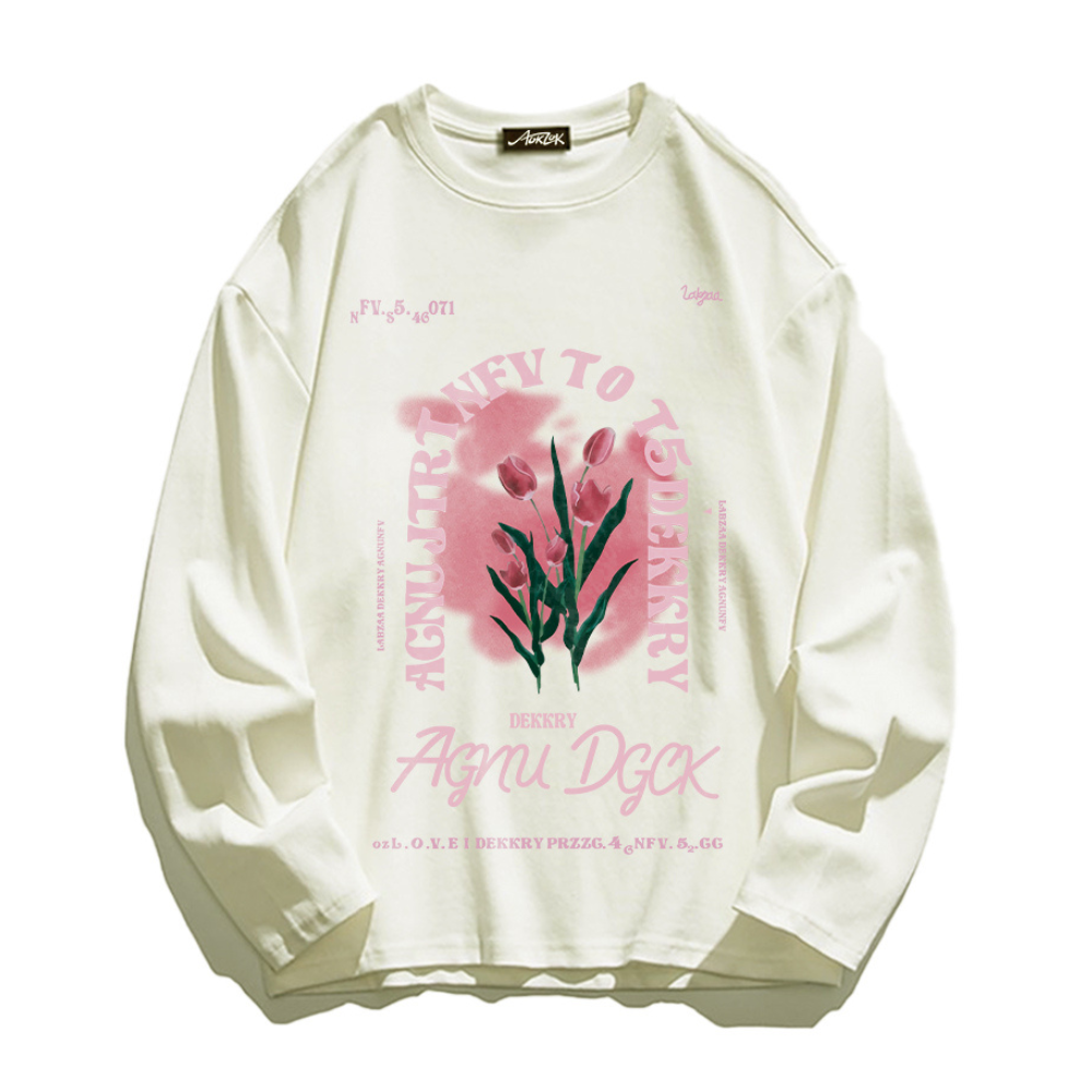 Romantic Tulip Print Long Sleeve Shirt