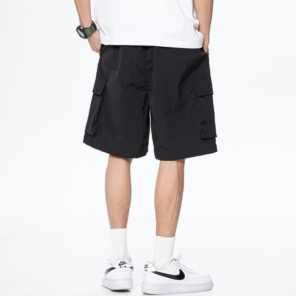 Retro Solid Color All-Match Cargo Shorts