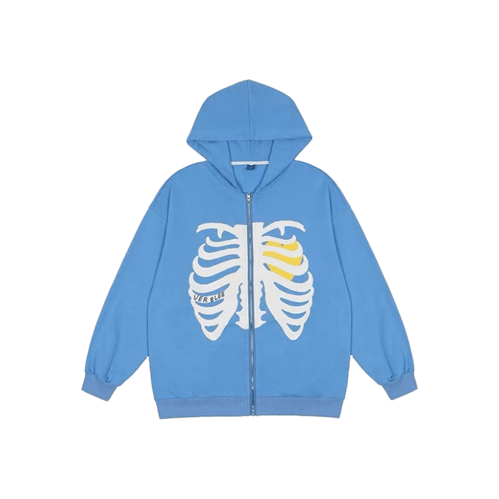 Urban Dark Skeleton Zipper Hoodie