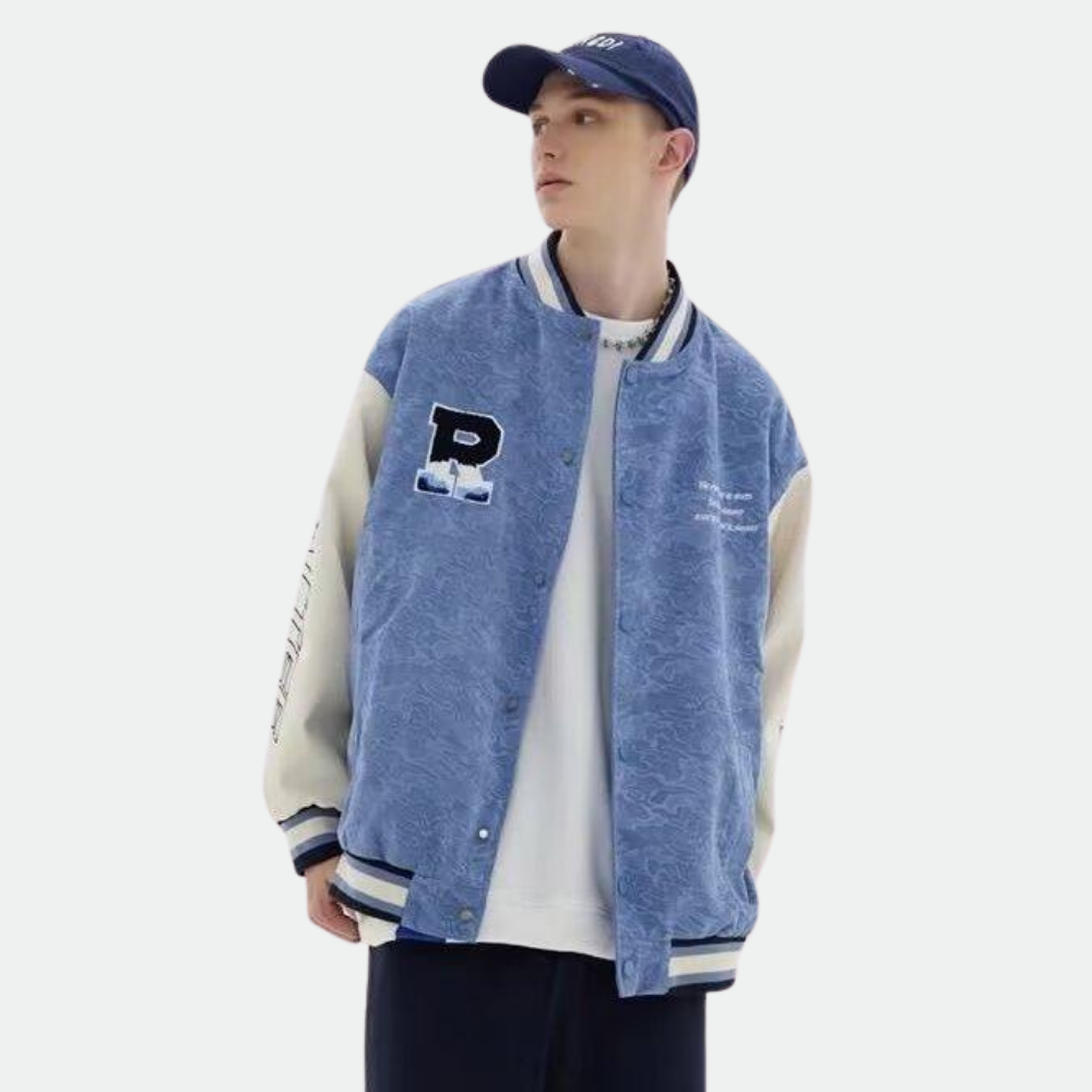 Raglan Patchwork Embroidered Leather Jacket