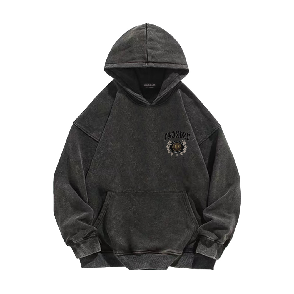 High Street Maple Leaf Letters Washed Hoodie