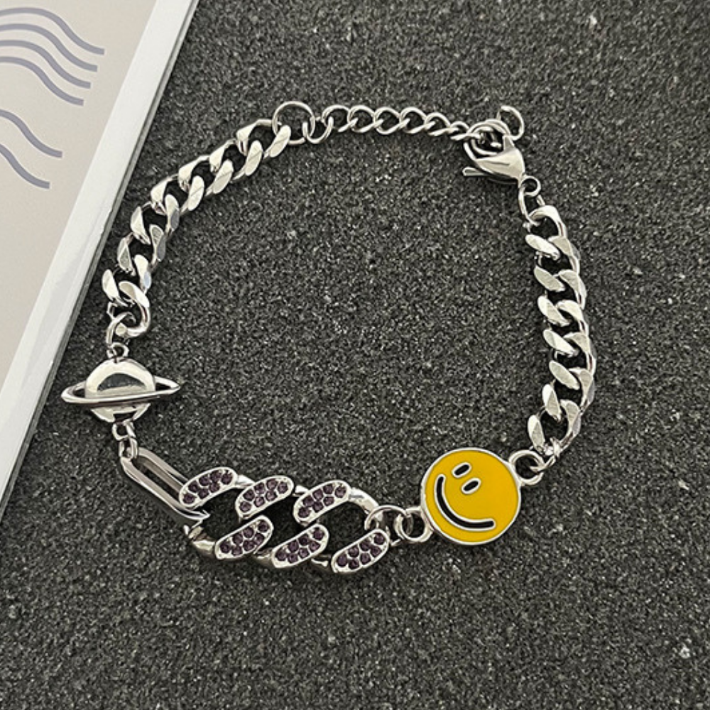 Cute Smiling Planet Diamond Bracelet