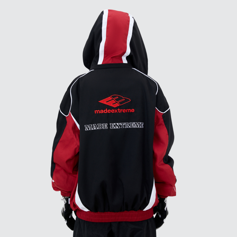 Motorcycle Style Hooded Embroidery Jacket