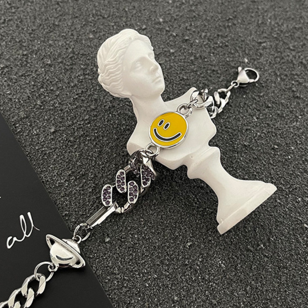 Cute Smiling Planet Diamond Bracelet