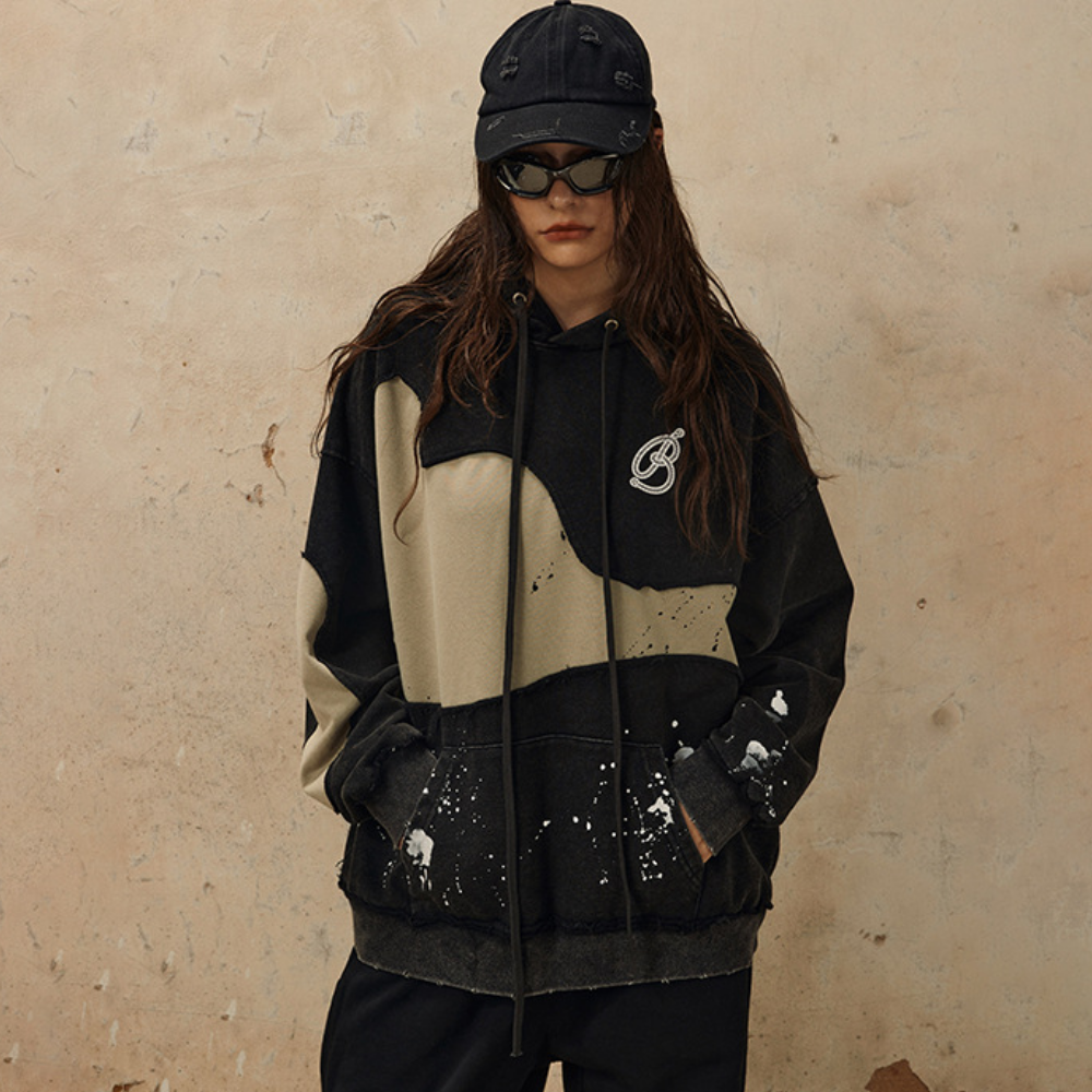 Splicing Ink Splash Hoodie