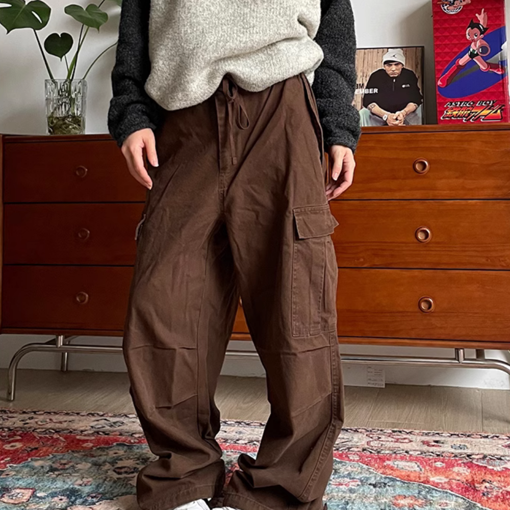Street Solid Color Paratroop Pants