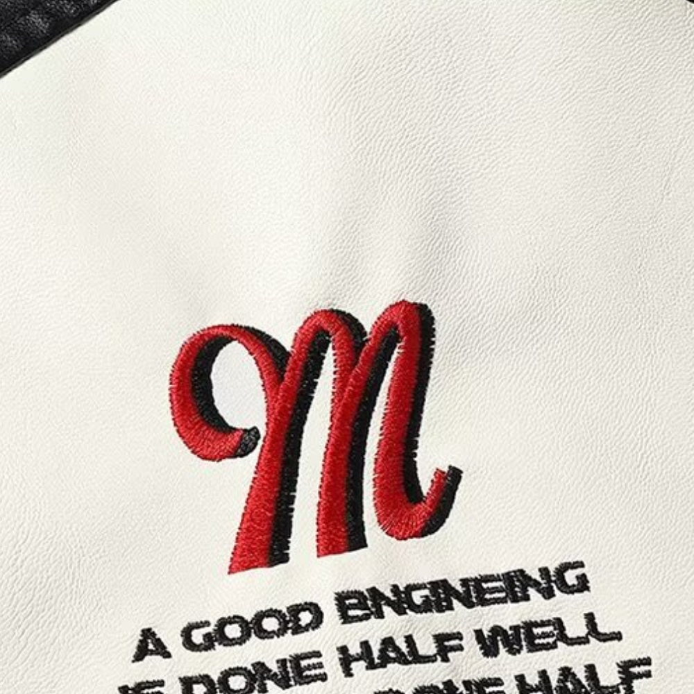 Street Embroidered Biker Leather Jacket