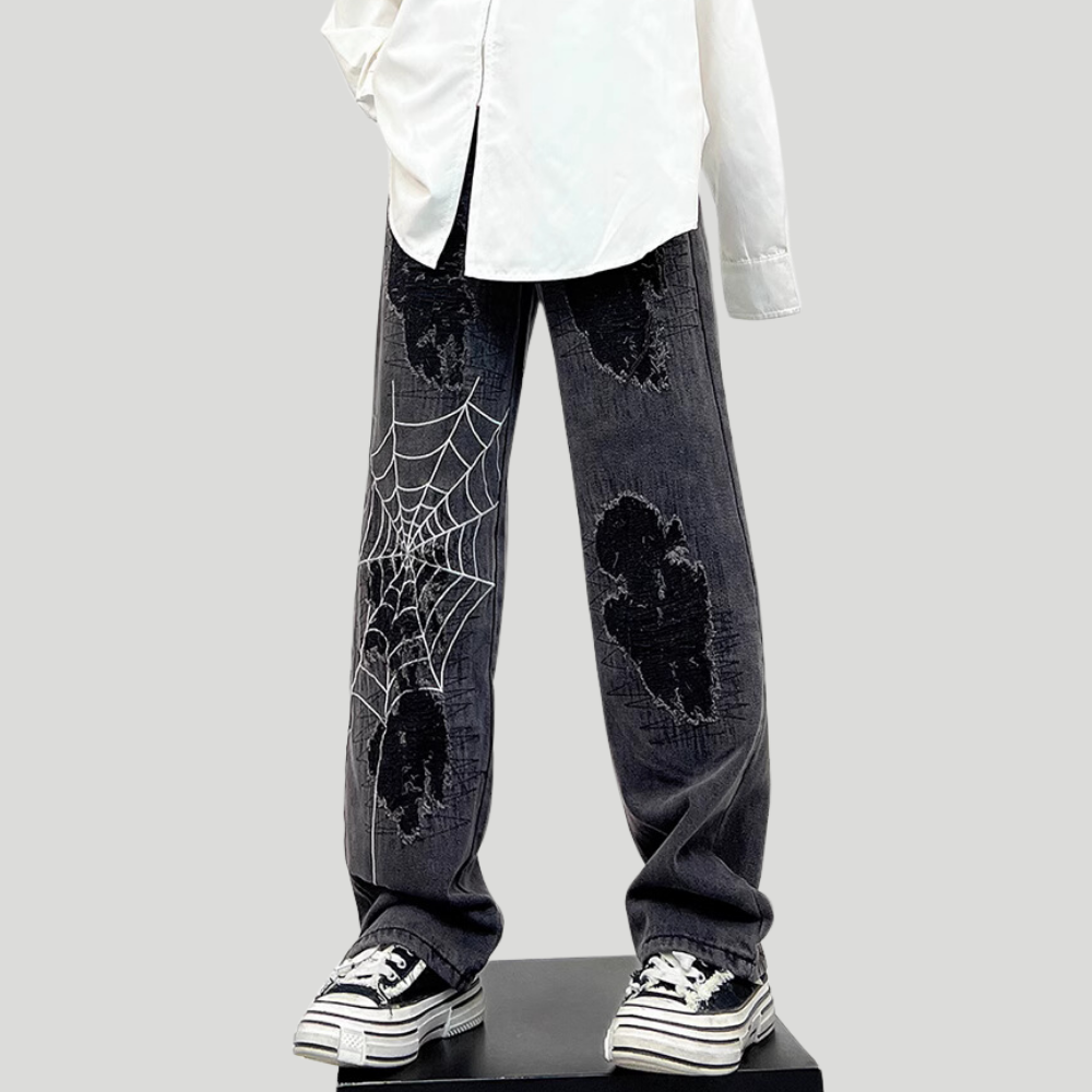 Black Spider Ripped Jeans