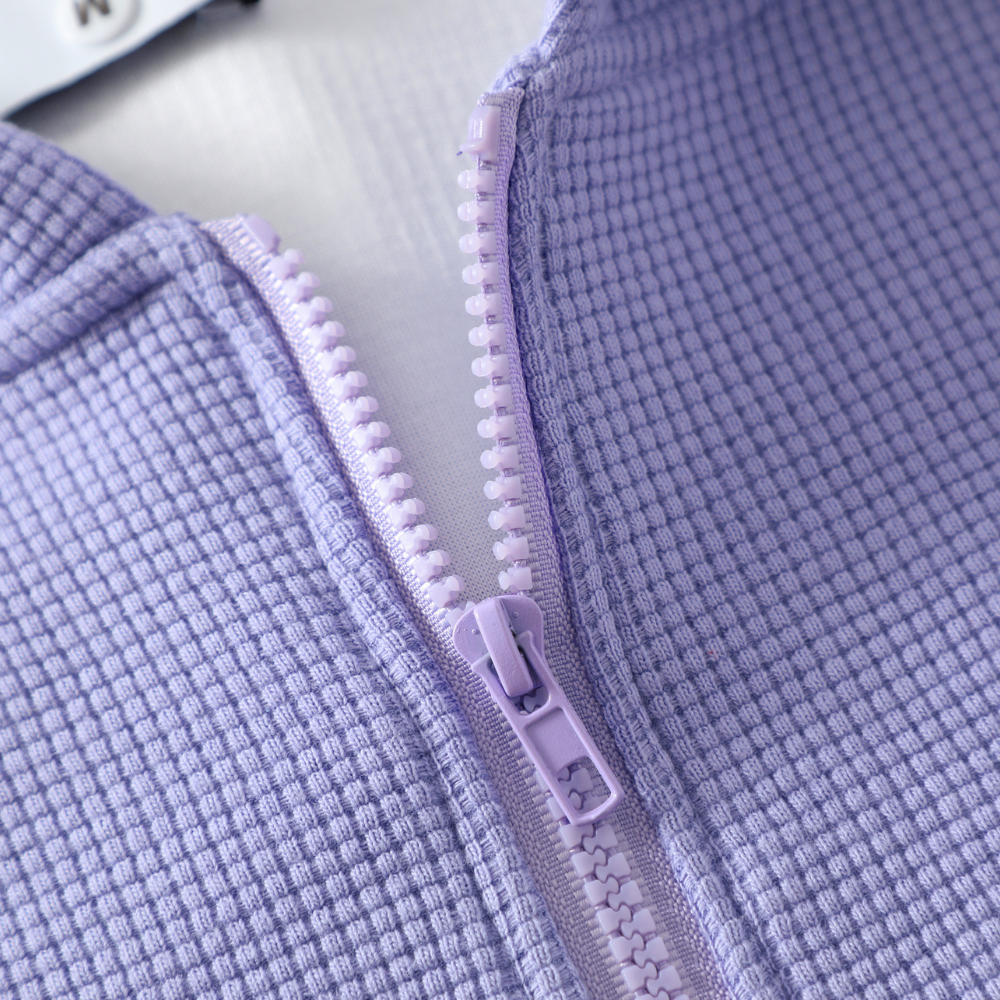 Cute Star Waffle Fabric Zipper Hoodies