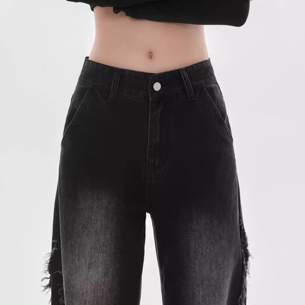 Women's Side Raw Hem Jeans