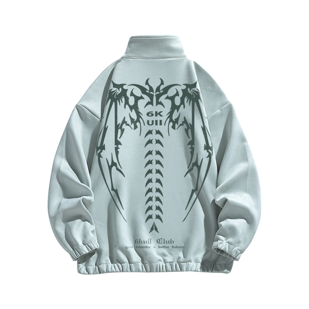 6Kull Street Bone Wing Zipper Sweatshirt