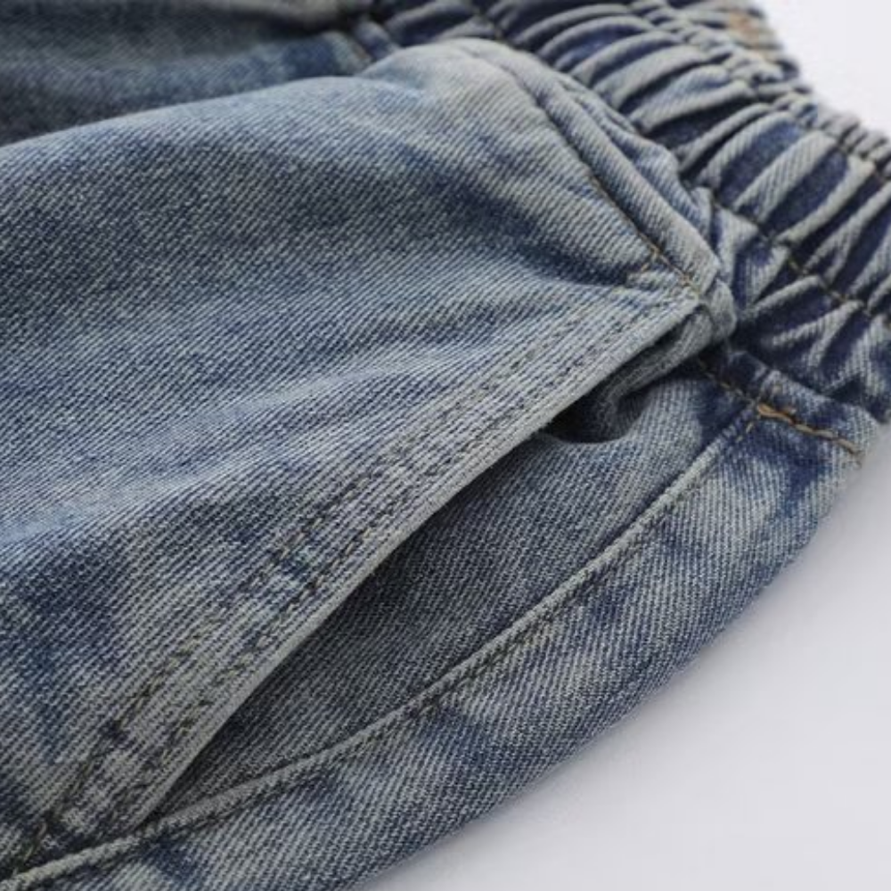 Star Patchwork Distressed Denim Shorts